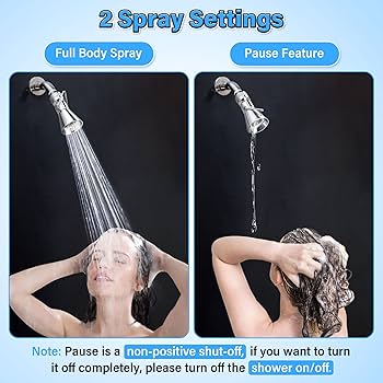 Enhon 2 Setting Pivoting Single Spray Shower Head with Shut